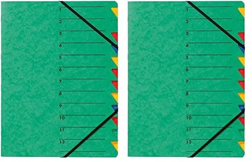 Pagna Ordnungsmappe Easy (Sammelmappe, 12 Fächer, 1-12) grün, A4 (Packung mit 2)