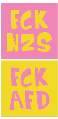 100x Aufkleber - FCK AFD & FCK NZS - Sticker - Outdoor Aufkleber - 5,2cm x 5,2cm - fck afd sticker fck nzs sticker aufkleber links farbenfroh