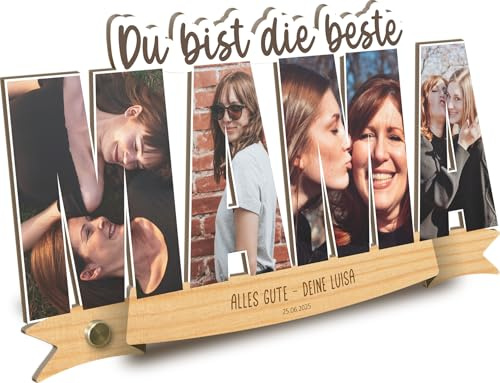 Generisch Mama Geschenk personalisiert - Foto Holzbild opt. mit Sockel - Geschenk für Mutter, Beste Mama, Mami Geschenke, Beste Mutter Geburtstagsgeschenk