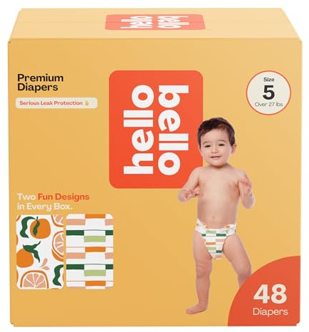 Hello Bello Premium Diapers Size 5, Main Squeeze & Zesties for The Resties Designs, 48ct Club Box