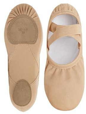 Dayrose Brown Womens Ballet Slippers, Ballet Dance Shoes for Adults (Size 7)