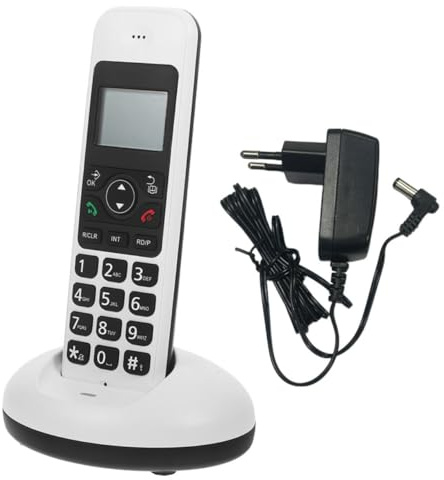 DIYEAH Telefono Cordless Espandibile per Casa e Ufficio Impianto Telefonico Senza Fili Display Chiaro Compatibile con Spina UE
