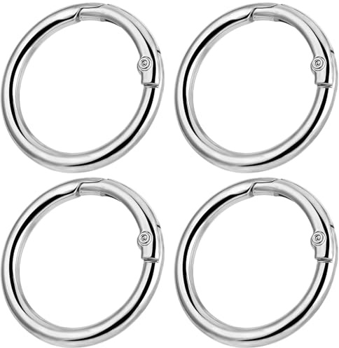 4 Stück Silber Schlüsselring, 35MM O-Ring Karabiner Rund, Haltbarkeit Schlüsselringe Edelstahl, Kompakt und Leicht Schlüsselring Karabiner, für Handtaschen, Schnallen und Geldbörsen
