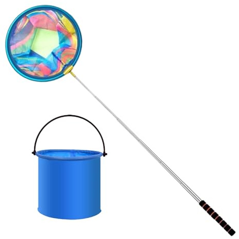 Épuisette télescopique pour - Outil de Capture avec seaux Pliables pour Voyage, Pique-Nique, Piscine, Camping, fête, garçons et Filles