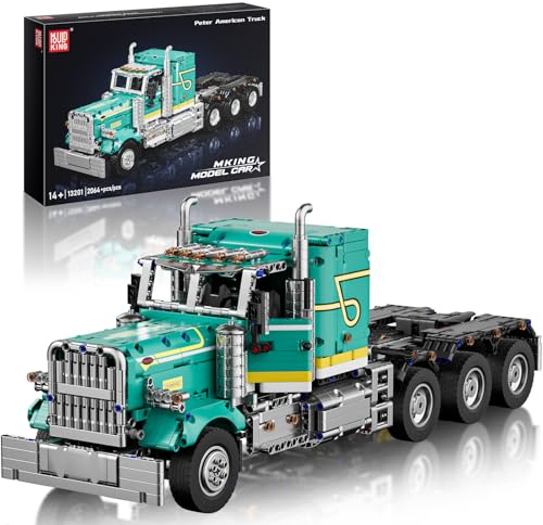 Mould King 13201 Technik Ferngesteuert Amerikanischer Klemmbausteine LKW Vintage Truck Bausteine Auto Bauspielzeug mit Motoren für Fans Erwachsene (2064 Teile)