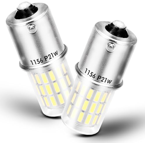 BA15S P21W 1156 LED Bulb 2W, 250LM, Single Contact Bayonet Car LED Bulbs, 6500K White, 12-24V AC/DC, Used for Car Backup Reverse Lights, RV Trailer Camper Boat Yard Light Turn Signal Tail Lights 2PCS