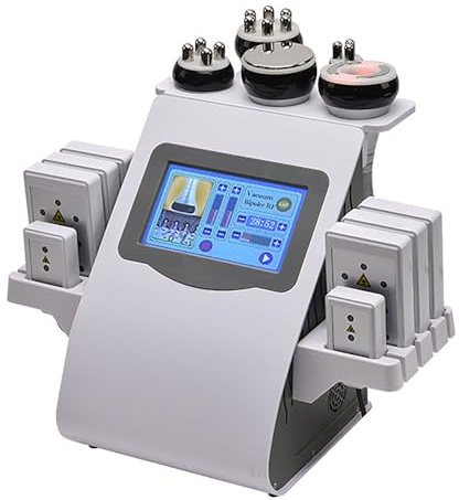MáQuina De CavitacióN Dispositivo para contorno corporal, diatermia adelgazante de 40 kHz, 5 cabezales y 8 almohadillas de luz roja para abdomen, cintura, brazos y piernas.