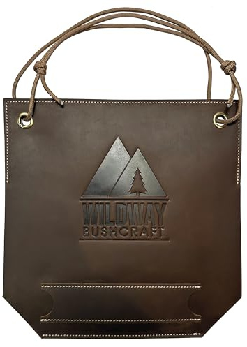 Forest Fundamentals Leather Carving Whittling Bib | Handmade Genuine Waxed Leather | Chest & Leg Protection with Pockets for Tools, Pencils & Templates | Woodworking Apron