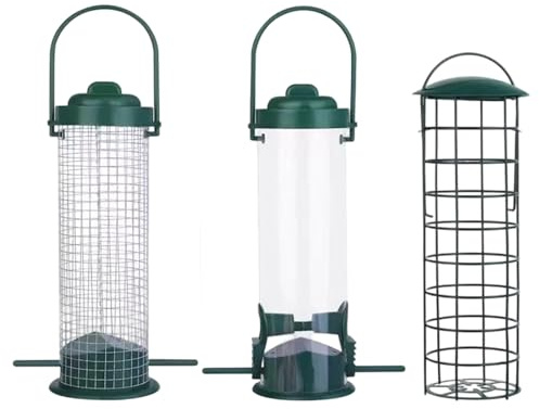 Comederos para Aves Silvestres - 3 Piezas Porta Alimentos de Metal Antioxidante,Alimentador de Aves de Exterior de Gran Capacidad,para Colibrí Carbonero Pinzón Alimentación Jardín Patio Porche Balcón