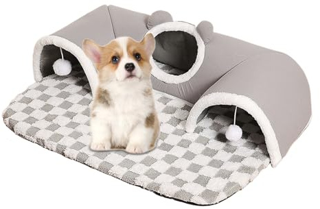 Katzen KatzenTunnel - Kätzchen Schlaf Tunnel Bett für Wohnungskatzen, Interaktives Spielzeug mit weicher Liegefläche, Ganzjahres Komfort Design | Beschäftigungs Spaß Lösung für Wohnzimmer Schlafzimmer