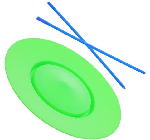 MOLUCKFU Juegos de Malabarismo con Platos de Plástico Verdes, Accesorios para Presentaciones de Fiestas, Plataforma Giratoria Ligera para Entrenamiento y Shows de Circo