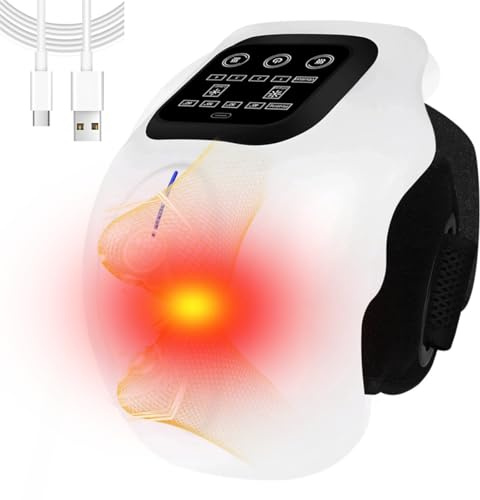 Masajeador de Rodilla Inalámbrico, 4 Niveles de Calor y 4 Modos de Vibración Masaje, Alivio del Dolor Articular por Infrarrojos de Calor Profundo para la Artritis, Tirón de Ligamentos y Lesiones Muscu