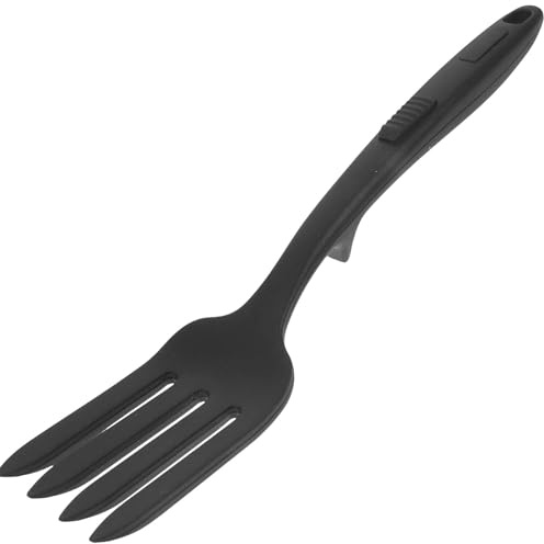 OSALADI Fourchette Ergonomique en Silicone Noire, Fourchette Multifonction pour Pâtes et Salades, Ustensile Cuisine Léger et Résistant, pour Usage Quotidien et Repas la Maison