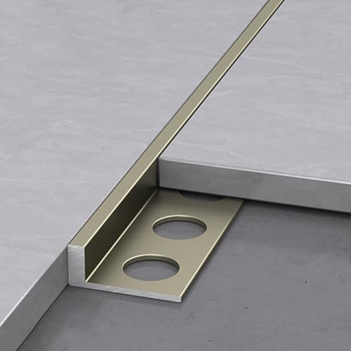 Perfil De Aluminio De Tipo L Para Azulejos De 125cm×2 – Tira Final De Azulejos De Esquina Cuadrada, Protector De Bordes Para Suelos Y Paredes(Champán,15.0mm)