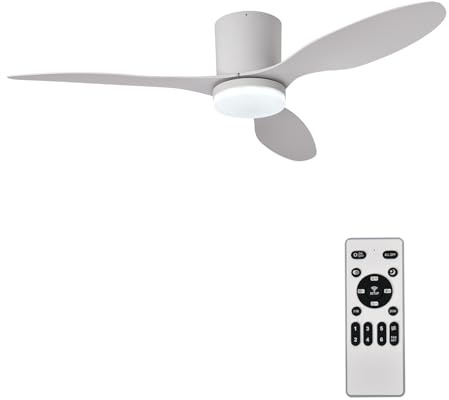 Ventilador de Techo con Luz y Mando a Distancia, 106cm, Motor DC Silencioso de Bajo Consumo, 3 Aspas de Plástico Premium Blanco (Anticorrosión), LED Regulable 3 Tonos, para Dormitorio y Salón
