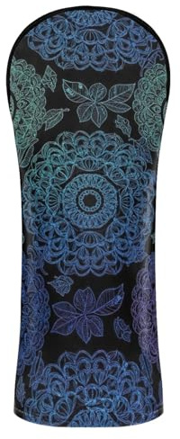Copritesta per mazze da golf, vintage, mandala, nero, con targhette numerate, per driver ibridi, in legno, uomini e donne, in pelle PU