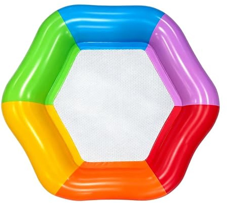 Poolstol, uppblåsbar 2 personer flytande vattenstol, stor PVC läckagesäker sexkantig simflottt, slitstark loungebädd, bekväm design med ryggstöd för sjön floden, pool, bakgård, hotell strand sommar