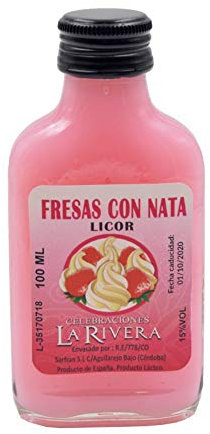 Lote de 15 Botellas Decorativas de Cristal Petaca de Licor a Elegir. Regalos Originales. Complementos. Detalles para Bodas, Comuniones, Bautizos y Cumpleaños. CC (Fresas con Nata)