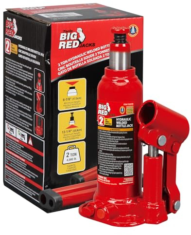 BIG RED 2 Ton (4,000 LBs) Capacity Hydraulic Welded Bottle Jack, TAM90203B