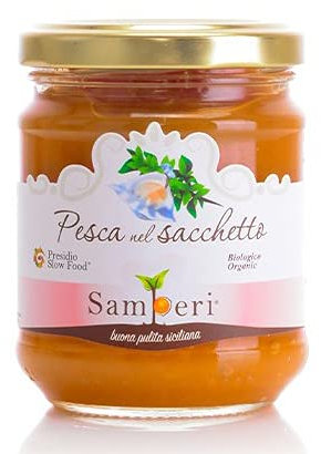 Samperi Organic Peach Extra Jam - 200gx2 - Peach in The Bag Slow Food Presidium - Made in Sicily, Italy