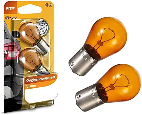 2x Philips Vision PY21W 12V 12496NAB2 Orange Ersatz Halogen Birne für Blinker vorne hinten Seitenblinker E-geprüft