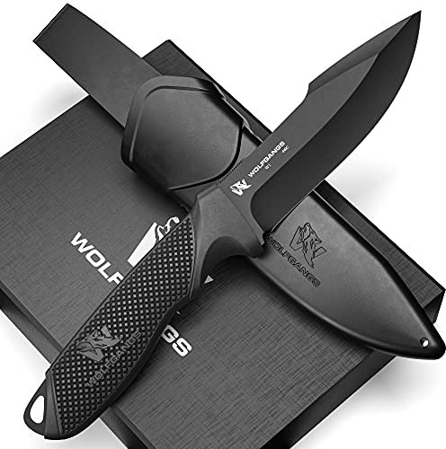 ODENWOLF W1 Couteau de survie D2 lame fixe – Couteau de chasse robuste avec étui – Acier monobloc – Bushcraft outdoor premium pour camping et nature