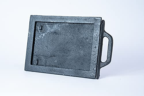 SEZAM Drosselschieber zur Luftregulierung aus Gusseisen, Rauchgasdrosselung, Kaminschieber - für Pizzaofen - Brotofen - Steinofen - Holzofen, 28 x 1,5 x 18 cm, schwarz bemalt