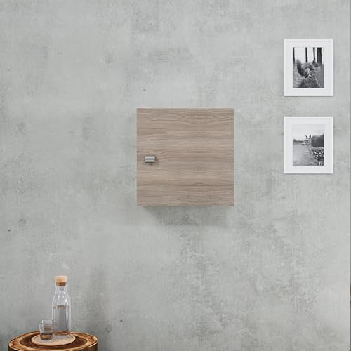 KIAMAMI VALENTINA - Bad-Hängeschrank mit Glas-Regalboden in Natureiche Holzoptik | Facile