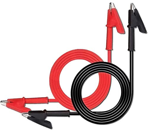 Greluma 2 pièces pinces crocodiles fils de test câble de fil de crocodile à double extrémité avec clips isolants test câble de cuivre flexible pour les tests électriques 3,3 pi / 1 m