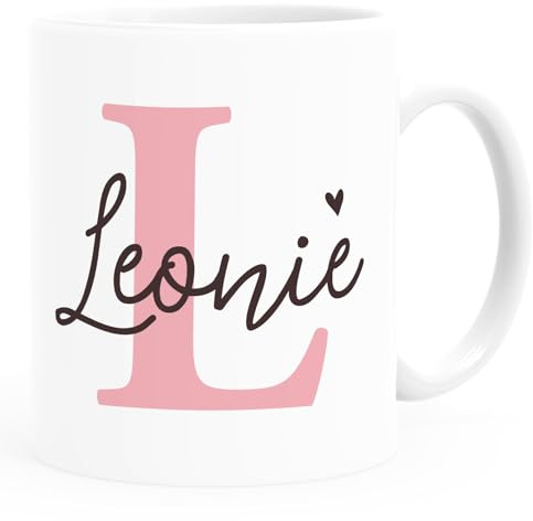 SpecialMe® Kinder-Tasse Kunststoff Initiale Monogramm personalisiert mit Namen und Anfangsbuchstabe personalisierte Namenstasse für Jungen Mädchen Weiss Kunstoff-Tasse