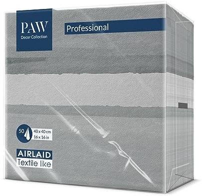PAW - Servietten aus Airlaid - Stoffähnlich (40 x 40 cm) I 50 Stück I Ideal für Hochzeit, Taufe, Kommunion, Geburtstag I Stoffservietten - Erdfarben, Grau I Farbe: Fluid grey