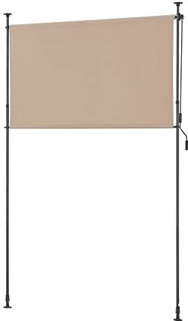 pro.tec Außenrollo Cimarra 200 x 270 cm Balkonrollo Senkrechtmarkise mit Handkurbel Sichtschutz witterungsbeständig Stahlgestell Sandfarben