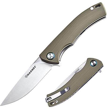 Harnds Talisman Klappmesser Messer mit Clip Folding Knife mit 14C28N StahlKlinge,G10 Griff und Kugellager