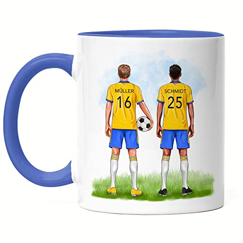 Kiddle-Design Beste Fußball Freunde Tasse Blau Personalisiert mit Namen Verein Fußballer Geschenk Fußballfan Trainer Fußballtrainer Fussball