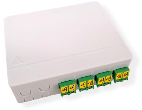 CONBIC Glasfaser-Abschlusspunkt Dose GF-AP – FTTH Anschlussdose mit LC/APC Adapter, 4 optische Anschlüsse, weiß, für Glasfaser Netzwerke
