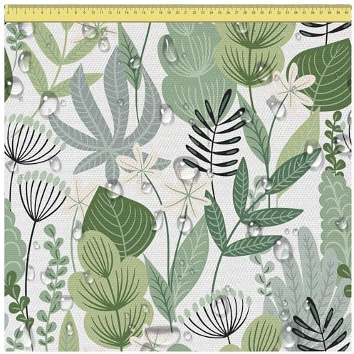 DreamRoots Segeltuch Wasserdicht - Polsterstoff Meterware 160 cm breit - Wasserabweisender Stoff 220 g/m2 600D - Markisenstoff Wasserdicht Meterware Flowers and Grass 1M