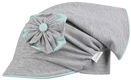 Smarilla Mädchen Mütze Schirmmütze Kopftuch Schildmütze Sommer Baumwolle, Bekleidungsgröße: 50-52, Farbe: Grau-Türkis
