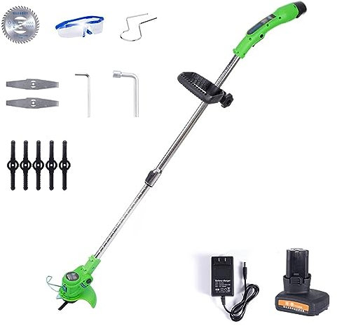 cortabordes Cortacésped eléctrico de 12V con batería, cortacésped eléctrico rotativo portátil, para Trabajo Ligero, Recargable, retráctil, para jardín