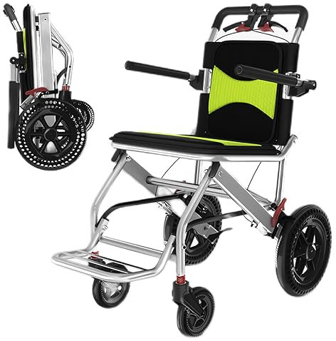 GHBXJX Kleiner Rollstuhl Faltbar Leicht Aluminium Reiserollstuhl, Ultraleicht Rollstuhl für die Wohnung, Rollstühle für Erwachsene, Transportrollstühle, Sitzbreite 40cm, 9.5 kg