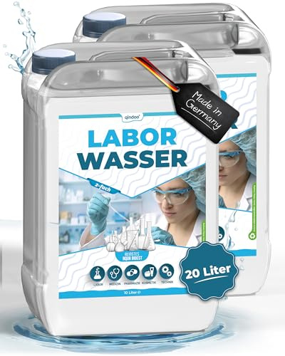 2x 5L bidestilliertes Wasser, 10L Qindoo Aqua Bidest Laborwasser, 2-fach destilliertes hochreines Premium Wasser (2x 5L Kanister)