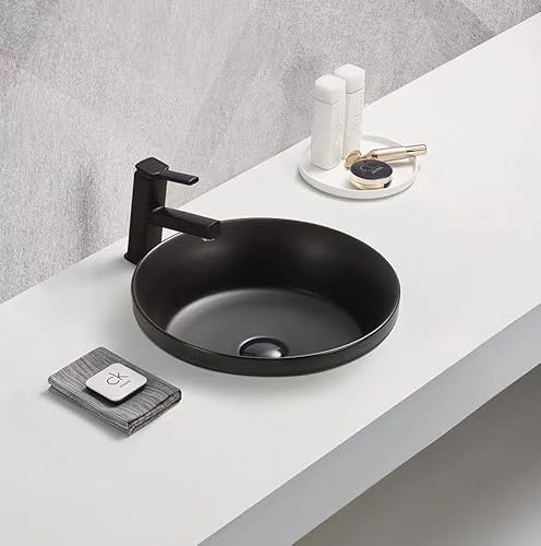 Elimax's Bathroom Semi-Recessed Ceramic vessel drop-in Sink Self-Rimming & Free Chrome Finish Pop Up Drain SR-115MB