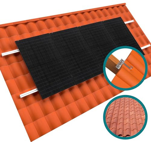 doitBau Erweiterungs-Montageset Ziegeldach silber für Solarmodule Schrägdach Ziegel Pfannen Ton Keramik Beton befestigen Photovoltaik Halterung Befestigung PV Montage Set Modul Dach Solar Anlage