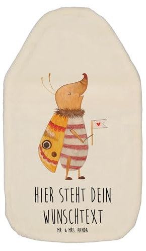 Mr. & Mrs. Panda Personalisierte Wärmflasche Nachtfalter Fähnchen - Personalisierte Geschenke, Tiere, Küche Deko, Personalisiertes Körnerkissen, Gute