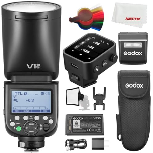 Godox V1PRO V1 PRO S TTL Li-Ionen Rundkopf Kamera Blitz,76Ws HSS 1/8000s, mit Godox X3S TTL Wireless Flash Trigger Kompatibel mit Sony Kameras