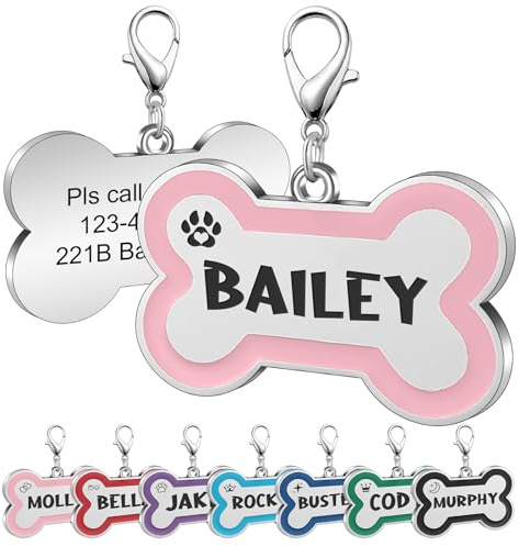 Hundemarke mit Gravur, Papasgix Personalisierte Anhänger für kleine bis mittelgroße Hunde Knochenform Namensschild Hundehalsband Tiermarke mit Name, Telefonnummer und Adresse