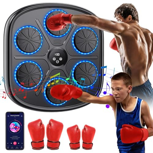 Music Boxing Machine, LED Intelligente Elektronische Boxmaschine mit Musik, 9 Geschwindigkeiten, 9 Trainingsmodi, Bluetooth, Automatische Zählung, Wandmontiertes Boxziel für Erwachsene und Kinder