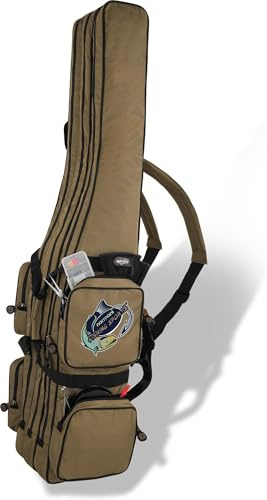 normani Wasserabweisende Angeltasche Rutentasche Angelrucksack Rod Case Fishing Bag Angelrutentasche -wählbar 3 oder 4 Rutenfächern - 125 cm bis 190 cm Farbe Coyote 3 Innenfächer Größe 170 cm