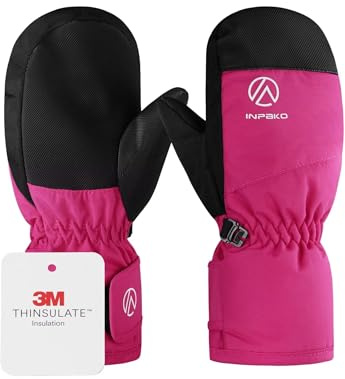 INPAKO Kids Ski Gloves 3M Thinsulate Warm Waterproof Winter Snow Gloves for Boys Girls Cold Weather Windproof Mittens