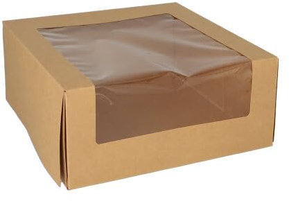 100 Tortenkartons mit Deckel eckig 10 cm x 23 cm x 23 cm mit Sichtfenster aus PLA