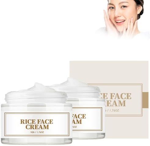 Grgowe 2PC Crema Facial Iluminadora De Arroz,Rice Face Cream,Crema Facial Reparación De Arroz,Crema Facial Antienvejecimiento De Arroz,Repara La Barrera Cutánea,Aclara La Pigmentación